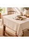 Buldan Monika Fabric Cotton Tassel Tablecloth - Bohemian Linen Textured Rectangular Coverlet
