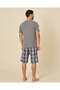 Men Grey Checked Shorts Pyjama Set - 5