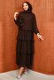 Brown Layered Pleated Evening Dress