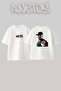 50 Cent_78 Design Printed Oversize White T-Shirt