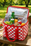 Red Plaid Thermal 20 Liter Cold Storage Bag Picnic Basket Camping Beach Bag 34X20X20 cm - 5