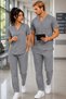 Lycra Scrubs Medical Uniform, Nurse Doctor Hospital Uniform, Men and Women, Healthcare Staff Uniforms, Navy Blue, Purple, Beige, Gray, Burgundy, Coffee, Orange, Blue, Mint, Sage Green, Green, Khaki - 7