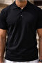 Newman Regular Fit Buttoned Polo Collar Viscose Knitwear Men's T-Shirt - Black - 4
