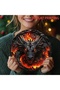 Round 20X20CM 2D Flat, 1pc Fire Breathing Dragon 3D Wall Art - Round Wrought Iron Decorative Sign wi - 2