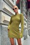 Backless Seersucker Mini Dress with Tie Detail - Green - 5