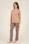 بدلة بيجامة نسائية ذات أكمام طويلة باللون البني من Everyday Is A Fresh Start AR3769-S-V2 - 7