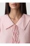 Two Mt Shop Quality Lcw Everyday Pink Seersucker Plaid Baby Collar Three Quarter Sleeve Women's Blouse - 3