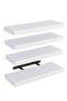 CozyNest Set of 4 White Rustic Floating Wall Shelves with Metal Brackets, Wood Wall-Mounted Storage