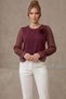 Women's Daily Stylish Shiny Chiffon Long Sleeve Glitter Blouse Sun395 - 3