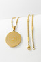 Gold Color Ayetel Kürsi & Esmaül Hüsna Written 316L Stainless Steel 3.5 cm Circle Pendant |   60 cm Thick Doc Chain with Rod - 6