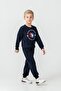 Boy's Printed Navy Blue Long Sleeve Tracksuit Set Us2607-C-V1