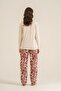 Women's Leaves Cream Long Sleeve Pajama Set Pc9263-S-V1 - 4
