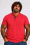 Men's Large Size Single Jersey Polo T-Shirt with Stand Collar 26400 Red