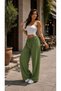 Women's Elastic Waist Lace-Up Wide-Leg Tan Ayrobin Pants - Summer Sweat-Proof Fabric - m / L / XL / 2XL - 3