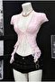 Pink Lace-Up Bolero Y2K Short Sleeve Crop - 2