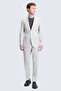 Gray Slim Fit Mono Collar Linen Casual Suit - 3