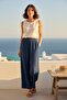 Women's Muslin Elastic Waist Wide Leg Pants - 3