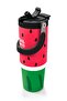 Kids Red Green Watermelon Patterned Thermos with Straw and Direct Drinking Steel Thermos 900 ml 38745 - 2