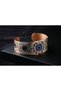 Copper Evil Eye and Floral Pattern Wide Adjustable Cuff Bracelet - 6