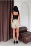 Women's Belted Polka Dot Gathering Lycra Shorts Skirt - 4