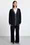Sim ribbed trousers set black
