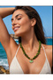 Natural Stone Green Branch Coral Eye Pendant with Steel Link, Allergy-Free, in Gift Box