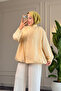 6515 - Stylish, Comfortable, Casual, Short Balloon Sleeve, Thin Viva Fabric, Hidden Button Detail Women's Jacket