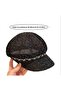 Sequin Sparkly Chain Detailed Luxury Breathable Adjustable Straw Women's Cap Captain Hat, Yacht Boat Marine Beach Summer Vacation - 3