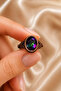 Women's Copper Ring Mystic Topaz Natural Stone Oval Model Copper Ring - 3