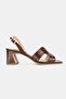 Women's Brown Patent Leather Genuine Natural Leather Thick Heel Open Back Shoes, Size 35-41 - 6