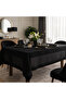 Black Stylish Tablecloth |   Linen Look, Stain Resistant, Handcrafted, Custom Size, Oeko-Tex