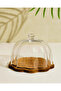 Clear Glass Cake Dome With Wooden Tray (Large) - 2