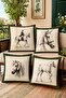 Green Framed Horses Patterned Set of 4 Throw Pillow Covers