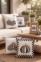 Checkered Pumpkins Patterned 4-Piece Throw Pillow Cover Set - 3