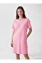 Lcw Dream Pink Crew Neck Striped Women's Nightgown