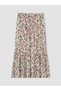 Lcw Grace Beige Floral Pleated Skirt with Elastic Waist - 6