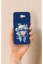 Samsung J7 Prime Compatible Blue Ribbon Flower Pattern Silicone Case