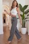 Women's Smoked Muslin Palazzo Pants Wide Leg High Waist - 5