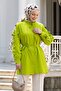 Ruffle Sleeve Belted Pistachio Green Tunic - 4