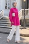 Fuchsia Tunic with Ruffle Sleeves and Belt - 4