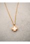 Premium Steel Gold Color Pearlescent Four-Leaf Clover Necklace - Non-Tarnish Zircon Stone Framed Chain Necklace - 2