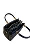 Simple and Stylish Accessory Detail Bag with Hand Grip and Crossbody Strap, Knitted Black - 3