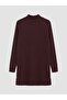 Lcw Modest Burgundy Half Turtleneck Women's Knitwear Tunic
