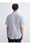 Southblue Navy Blue Regular Fit Short Sleeve Striped Men's Shirt - 4