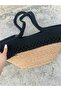 Women's Black Detailed Straw Handbag and Shoulder Bag ((Marteniçka Bracelet Is a Gift! !)) - 2