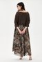 Brown Italian Floral Patterned Varev Cut Knitwear and Lined Suspender Dress 2-Piece Suit Size 38 - 42 - 3