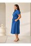 Women's Plus Size Jeans Slim Summer Belted Denim Shirt Collar Dress - 2
