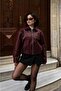 Women's Faux Leather Bomber Jacket - 3