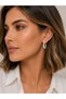 Pearl and Zircon Stone Hoop Earrings – Silver Color Steel, Elegant and Stylish Design