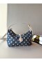 Women's Blue-White Polka Dot Baguette Bag Retro Shoulder and Hand Bag - 2